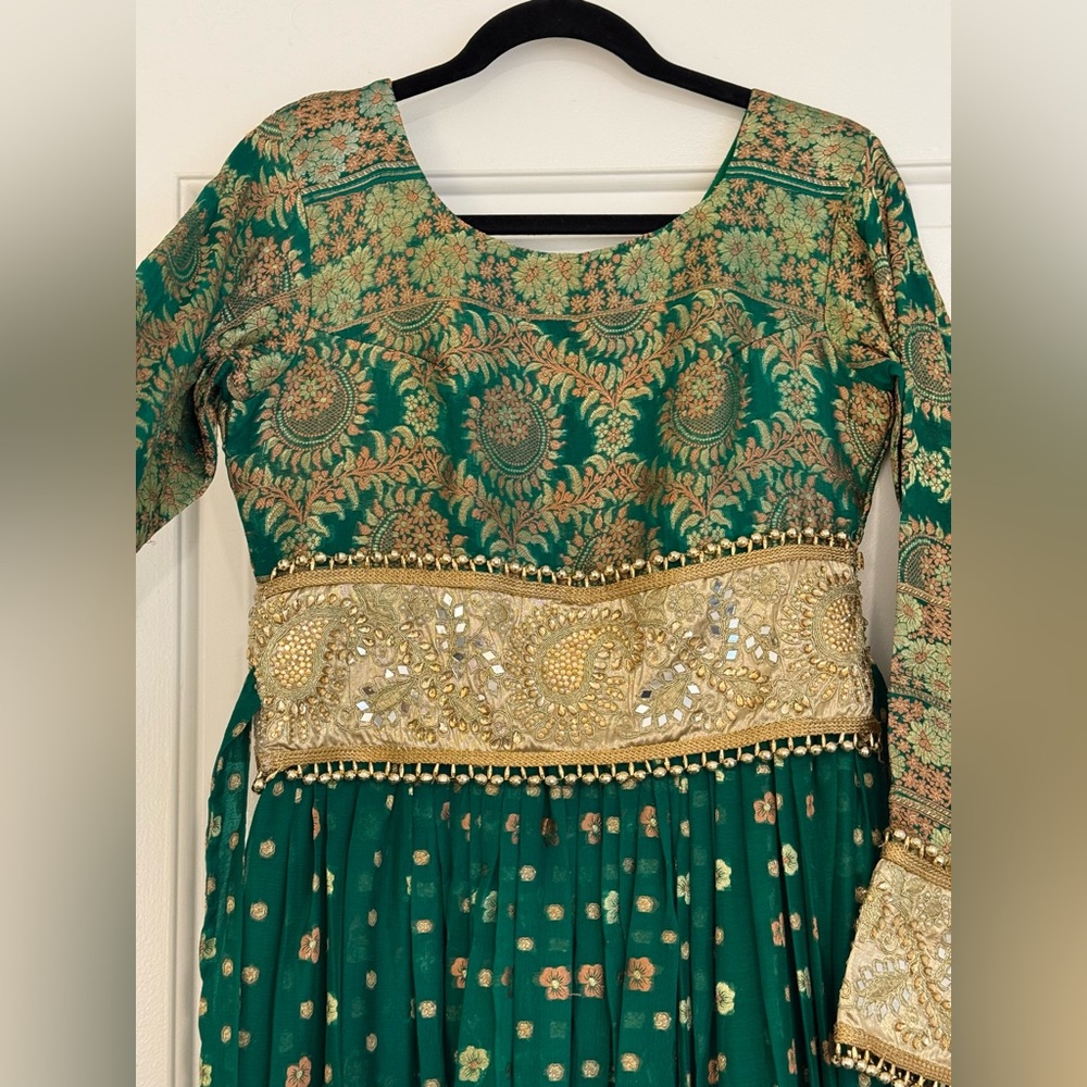 Green and Gold Embroidered Dress